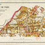An old map of paris, showing the Catacombs of Paris
